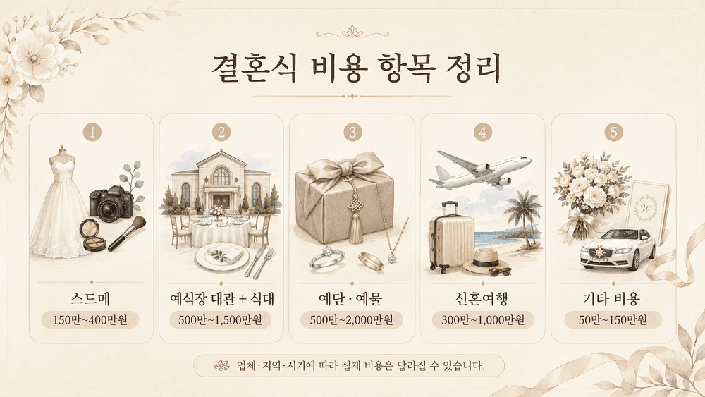 결혼식 준비 비용 항목별 정리표