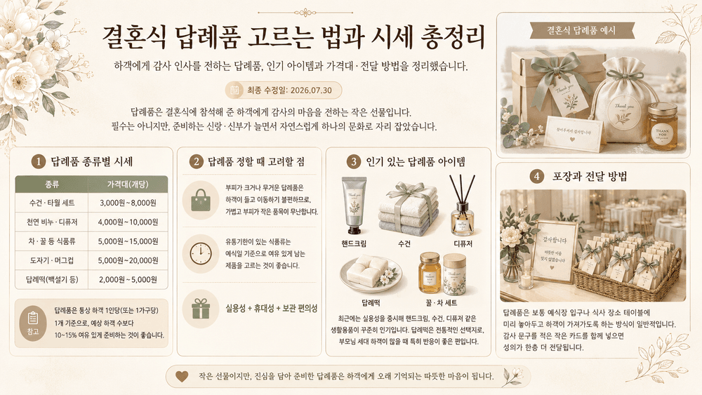 결혼식 답례품 포장 예시