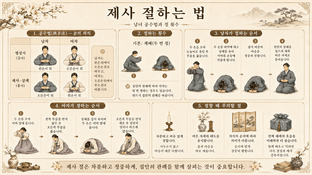 제사 남녀 절하는 법 공수법 자세 예시