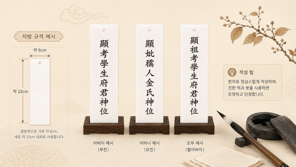 아버지 지방 쓰는 법 한자 예시